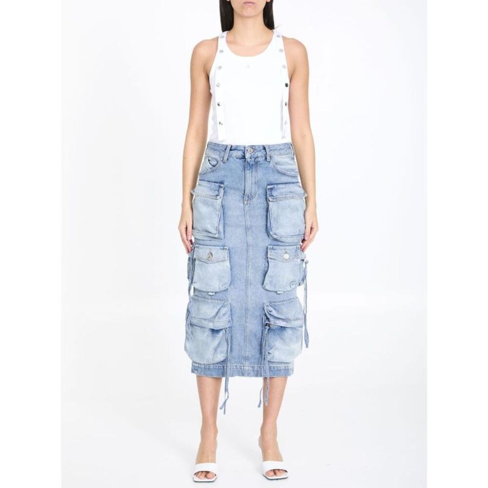 THE ATTICO Cargo Denim Midi Skirt Women LIGHT BLUE Skirts